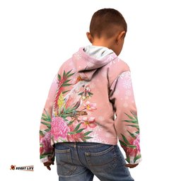 Australia Christmas Pink Cockatoo with Banksia Kid Hoodie Coral Pink LT7