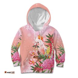 Australia Christmas Pink Cockatoo with Banksia Kid Hoodie Coral Pink LT7