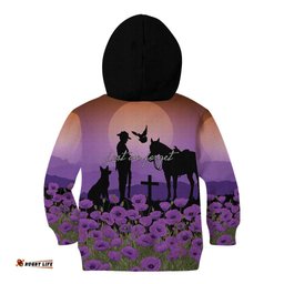 Australia ANZAC Animal Heroes Kid Hoodie Purple Poppies LT7