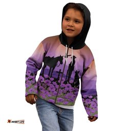 Australia ANZAC Animal Heroes Kid Hoodie Purple Poppies LT7