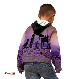 Australia ANZAC Animal Heroes Kid Hoodie Purple Poppies LT7