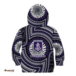 Fremantle Dockers Kid Hoodie Indigenous Monochrome Dot Art Mascot Style TS04
