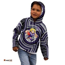 Fremantle Dockers Kid Hoodie Indigenous Monochrome Dot Art Mascot Style TS04