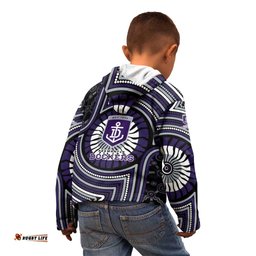Fremantle Dockers Kid Hoodie Indigenous Monochrome Dot Art Mascot Style TS04