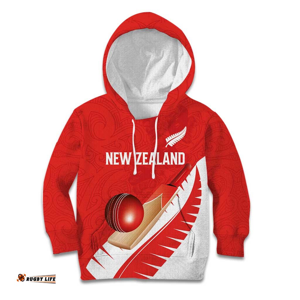 Custom New Zealand Cricket Kid Hoodie Kiwi Birds Haka Dance Red Fern Sporty Style LT03