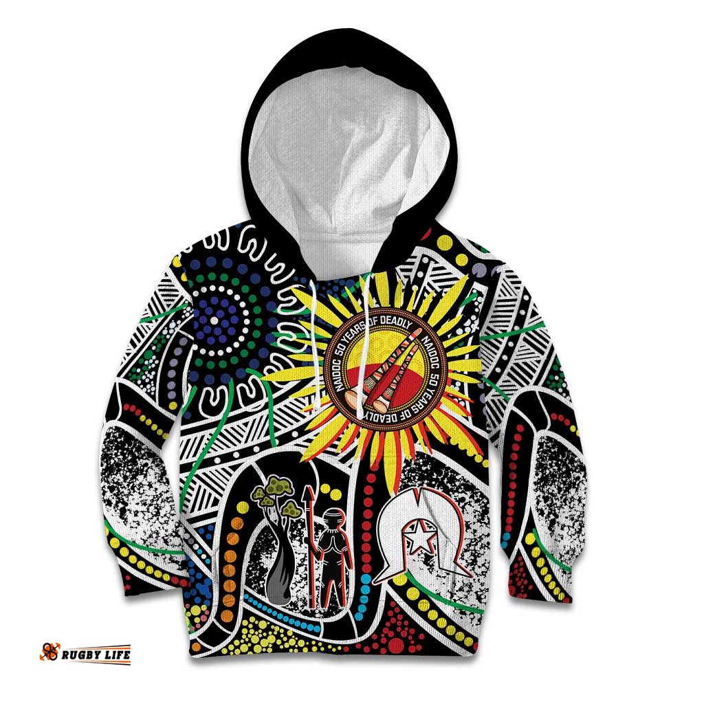 NAIDOC 50 Years of Deadly Personalised Kid Hoodie Aboriginal Dot Art LT9