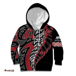 Koru Fern New Zealand Kid Hoodie Maori Tribal Pattern LT9