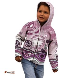Manly Warringah Sea Eagles Rugby Kid Hoodie Australian Aboriginal Dot Painting Style TS04
