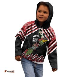 New Zealand Christmas Taniko Poutama Kid Hoodie Flora Map with Birds LT7