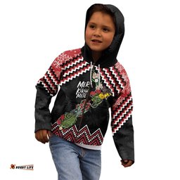 New Zealand Christmas Taniko Poutama Kid Hoodie Flora Map with Birds LT7