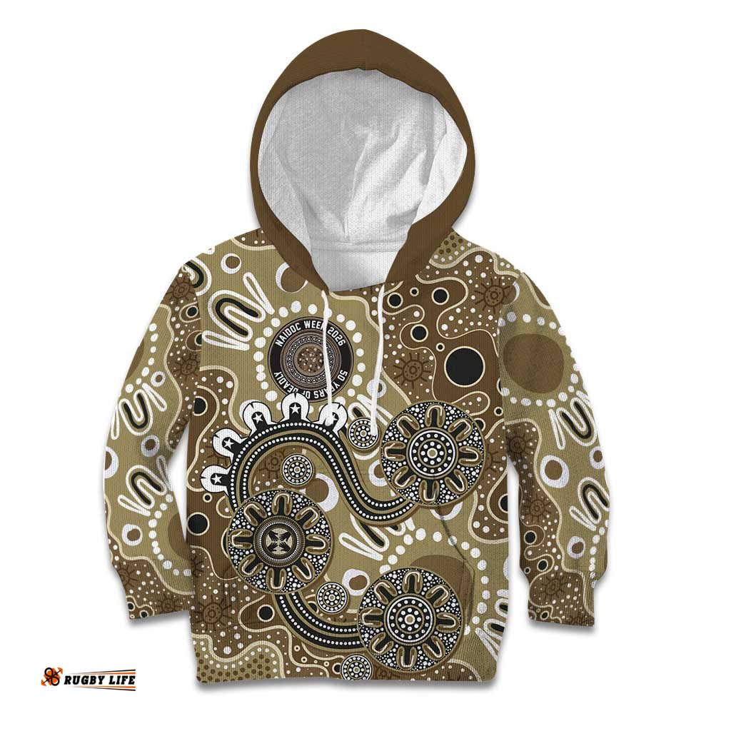 Personalised NAIDOC Week 50 Years Deadly Always Kid Hoodie Brown Aboriginal Artwork Dot Painting LT9
