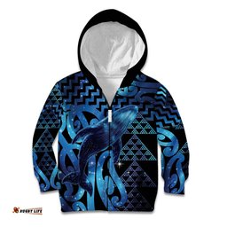 Humpback Whale Matariki New Zealand Kid Hoodie NZ Maori Paikea Poutama Luxury Blue LT14
