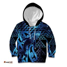 Humpback Whale Matariki New Zealand Kid Hoodie NZ Maori Paikea Poutama Luxury Blue LT14