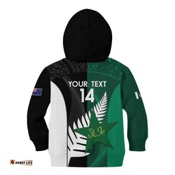 Custom New Zealand And Pakistan Cricket Kid Hoodie 2025 Black Cap Shaheens Together LT14