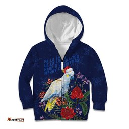 Merry Cocka-mas Kid Hoodie Australia Christmas Blue Art LT9