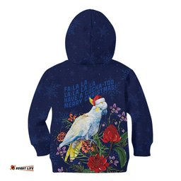 Merry Cocka-mas Kid Hoodie Australia Christmas Blue Art LT9