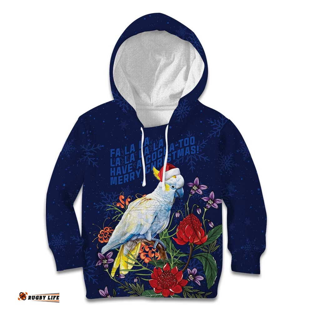 Merry Cocka-mas Kid Hoodie Australia Christmas Blue Art LT9