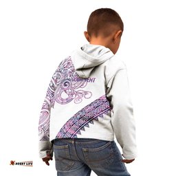 Mawhero Paua shell Kowhaiwhai Taniko Personalised Kid Hoodie Taniwha Maori Tribal Style LT9