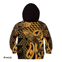 Humpback Whale Matariki New Zealand Kid Hoodie NZ Maori Paikea Poutama Luxury Gold LT14