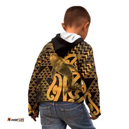 Humpback Whale Matariki New Zealand Kid Hoodie NZ Maori Paikea Poutama Luxury Gold LT14