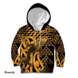 Humpback Whale Matariki New Zealand Kid Hoodie NZ Maori Paikea Poutama Luxury Gold LT14