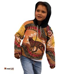 Indigenous Dingo Australia Kid Hoodie Australian Aboriginal Art Proud LT14