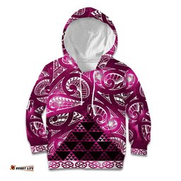 Matariki New Zealand Kid Hoodie NZ Niho Taniwha Maori New Year Pink Galaxy LT14