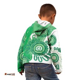 NAIDOC Week 2026 Kid Hoodie 50 Years Deadly Dhari Green Aboriginal Art LT14