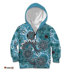 Personalised NAIDOC Week 50 Years Deadly Always Kid Hoodie Teal Aboriginal Artwork Dot Painting LT9