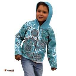 Personalised NAIDOC Week 50 Years Deadly Always Kid Hoodie Teal Aboriginal Artwork Dot Painting LT9