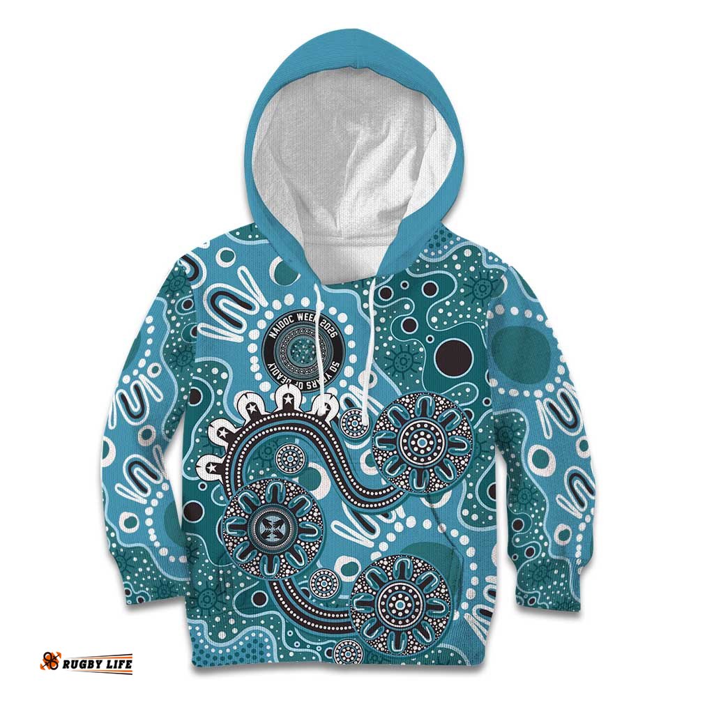 Personalised NAIDOC Week 50 Years Deadly Always Kid Hoodie Teal Aboriginal Artwork Dot Painting LT9