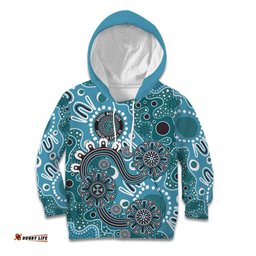 Personalised NAIDOC Week 50 Years Deadly Always Kid Hoodie Teal Aboriginal Artwork Dot Painting LT9