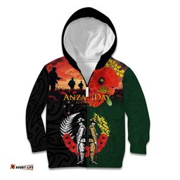 New Zealand and Australia ANZAC Day Kid Hoodie Lest We Forget Indigenous and Maori Pattern LT03