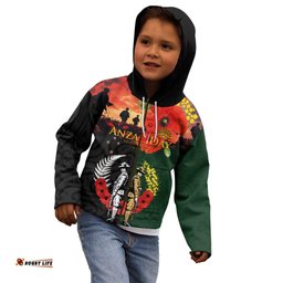 New Zealand and Australia ANZAC Day Kid Hoodie Lest We Forget Indigenous and Maori Pattern LT03