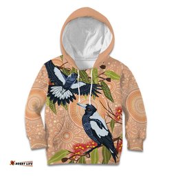 Magpies On Eucalyptus Australia Aboriginal Kid Hoodie LT7