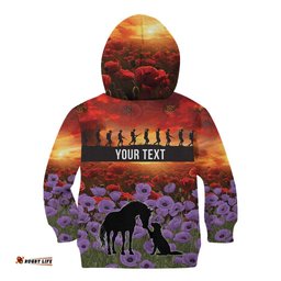 Personalised ANZAC Day Kid Hoodie Remembering the Animals of War LT19