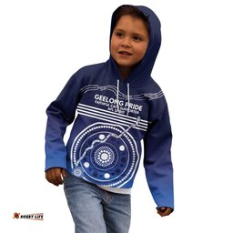 Custom Geelong Pride Kid Hoodie On the Road to Glory Indigenous Aboriginal LT9