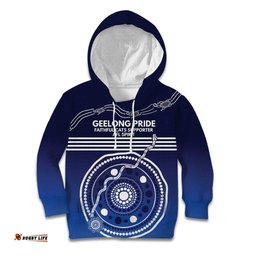 Custom Geelong Pride Kid Hoodie On the Road to Glory Indigenous Aboriginal LT9
