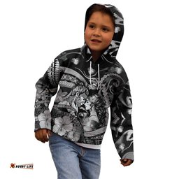 Personalised Maori Romantic Valentine Kid Hoodie The Hongi Kiss Black Galaxy DT05