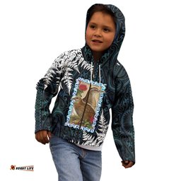New Zealand Weka Kid Hoodie Maori Hen Koru Pattern LT05