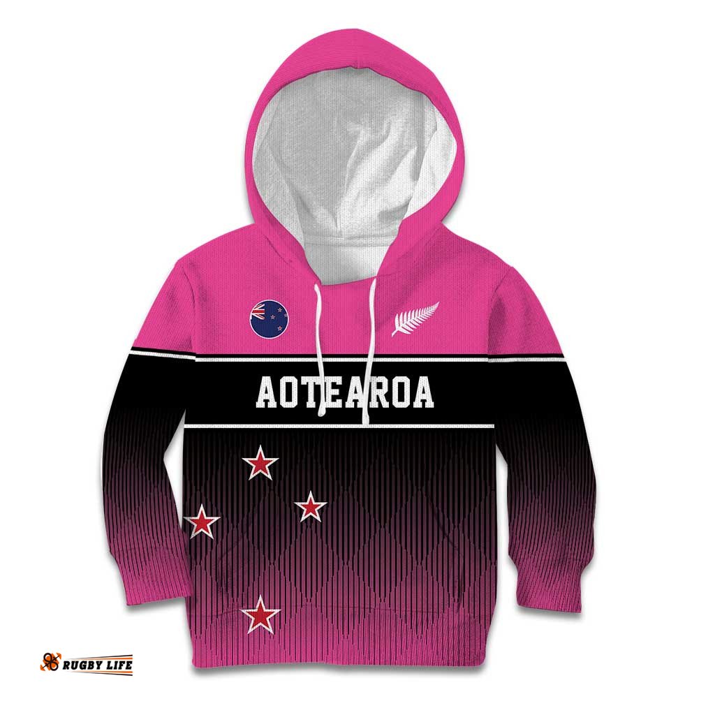 Custom New Zealand Women Cricket Kid Hoodie Pink Simple Style LT05