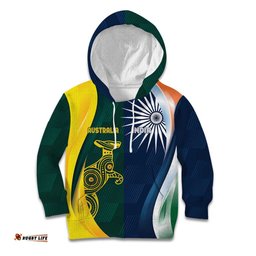 Custom India and Australia Cricket Kid Hoodie Special Half-Half Mix LT7