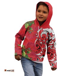 Personalised New Zealand Koru Pohutukawa Kid Hoodie Meri Kirihimete Aroha for Christmas LT9