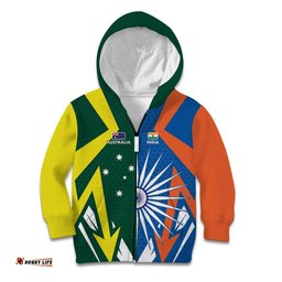 India vs Australia Custom Kid Hoodie Blue vs Gold Cricket Heritage LT9