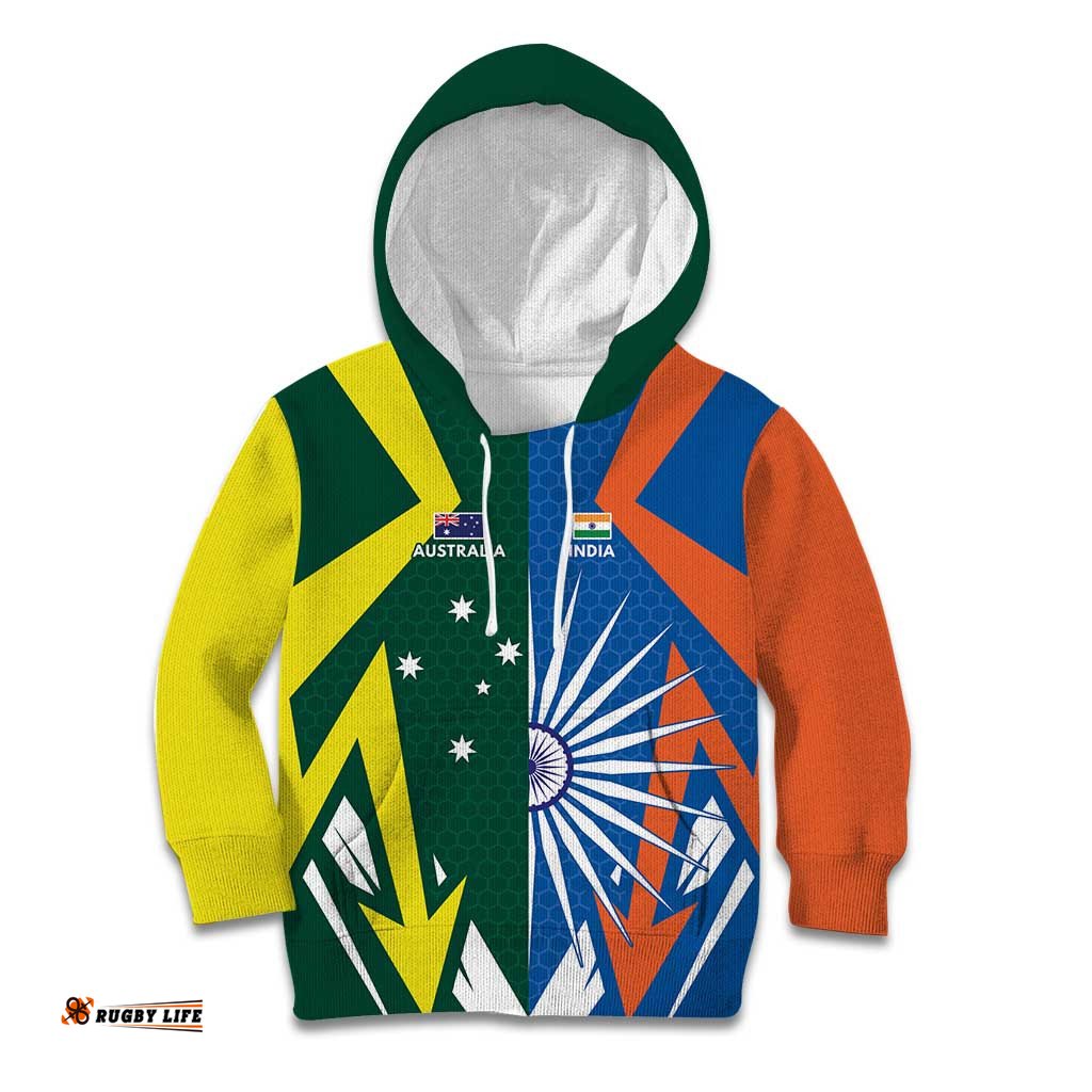 India vs Australia Custom Kid Hoodie Blue vs Gold Cricket Heritage LT9