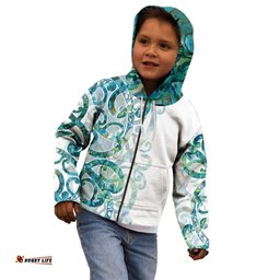 Paua Shell Maori Kid Hoodie Koru Kowhaiwhai LT7