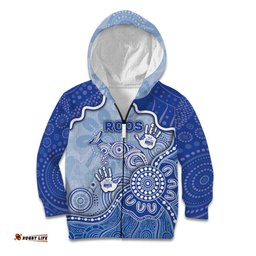 Custom Roos Football Kid Hoodie Aboriginal Dot Art Pattern DT05