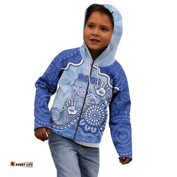 Custom Roos Football Kid Hoodie Aboriginal Dot Art Pattern DT05