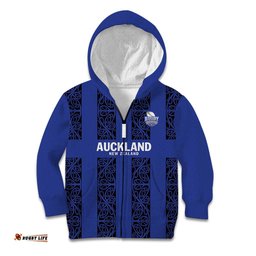 Custom Oceania Football NZ Auckland Kid Hoodie Maori Tribal Pattern LT9