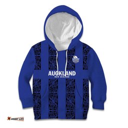 Custom Oceania Football NZ Auckland Kid Hoodie Maori Tribal Pattern LT9